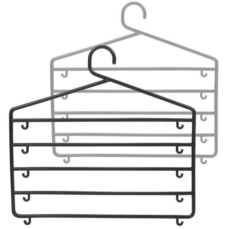 Practical trouser hanger for 5 pairs of trousers, set of 2