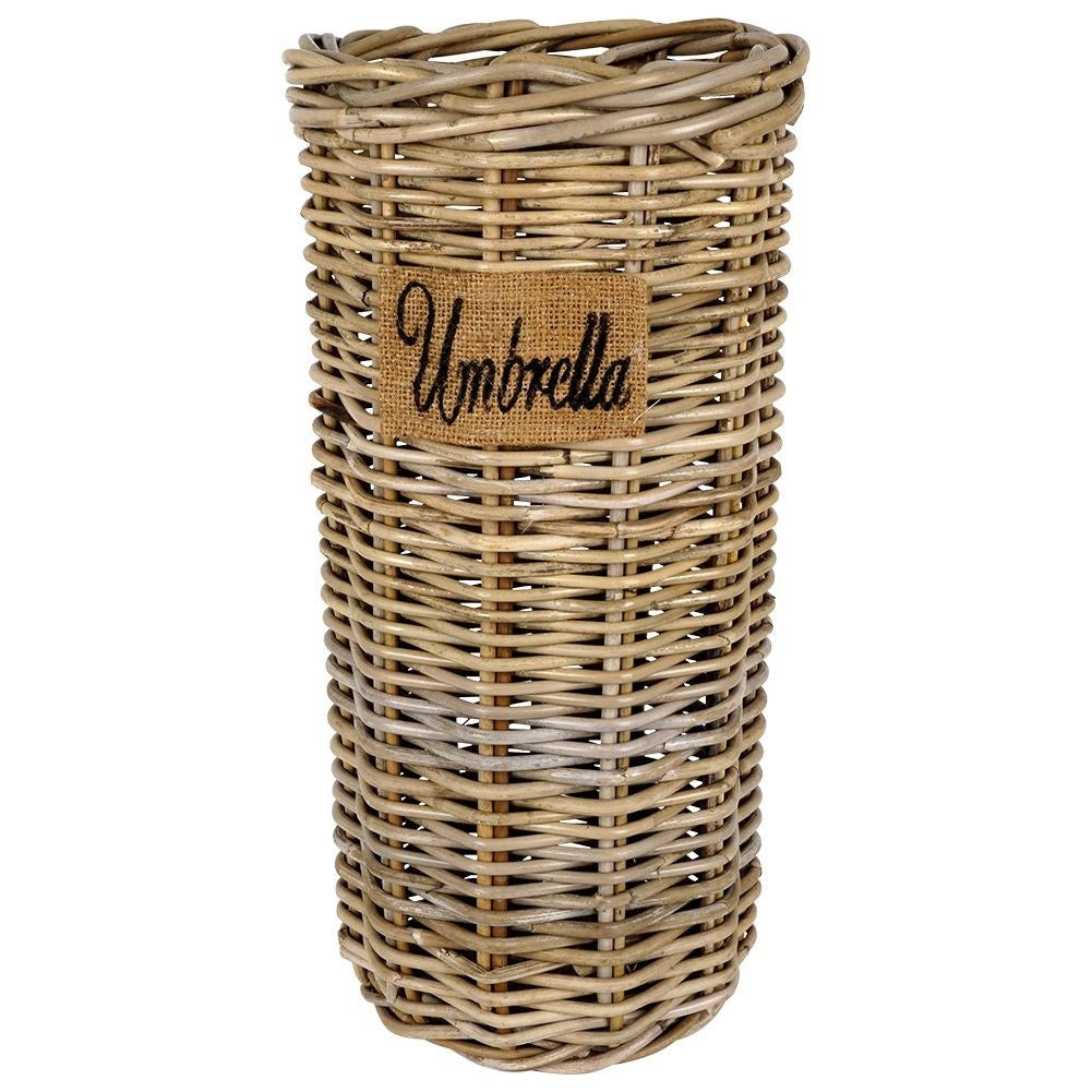 Practical umbrella stand in natural rattan, protects the floor.