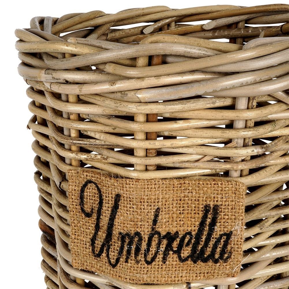 Practical umbrella stand in natural rattan, protects the floor.