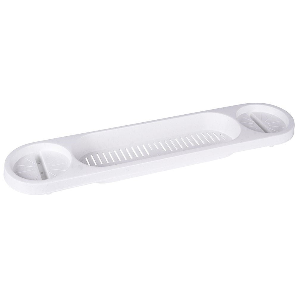 Practical white bathtub tray for all types of bathtubs