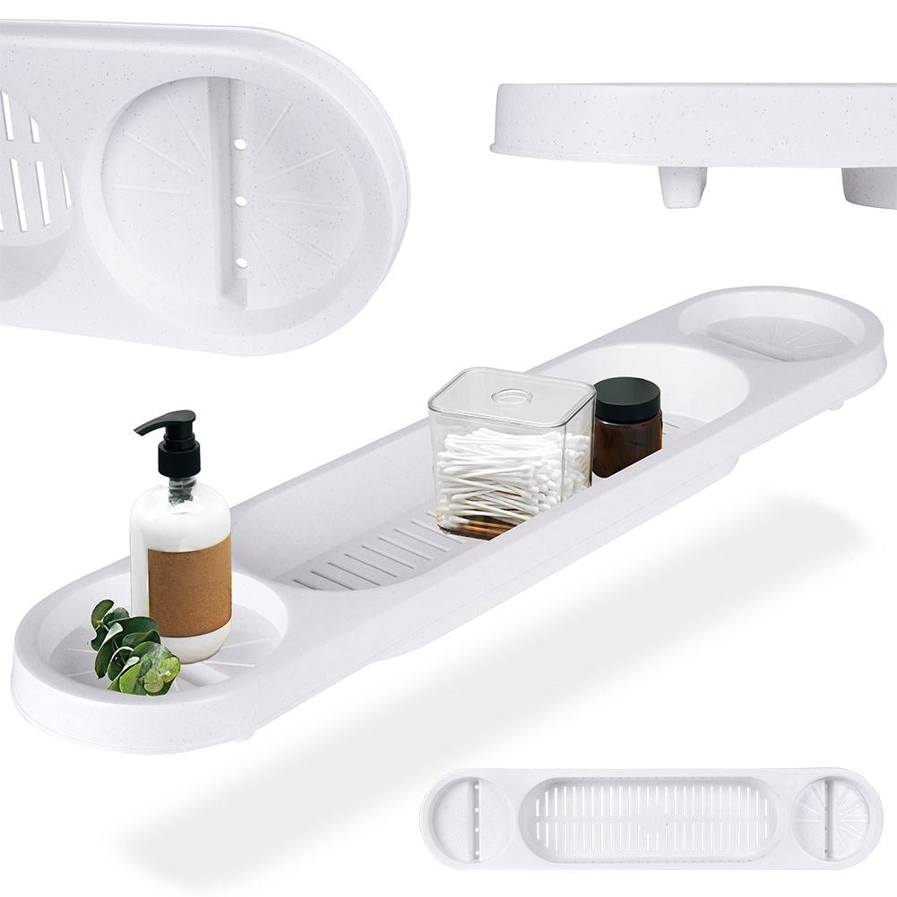 Practical white bathtub tray for all types of bathtubs
