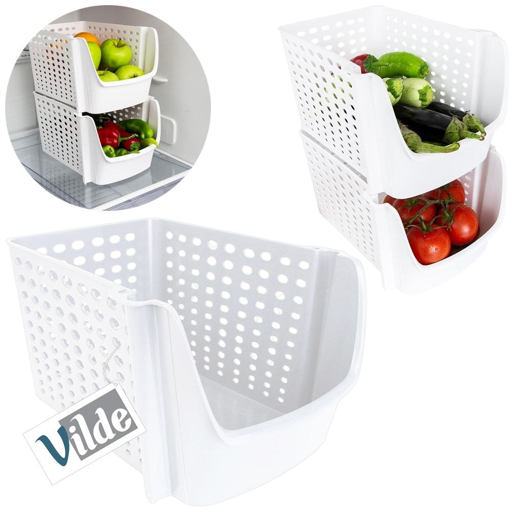 Practical white plastic basket for fruit and vegetables