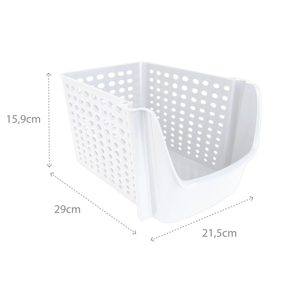 Practical white plastic basket for fruit and vegetables