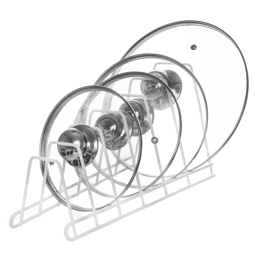 Practical white plate rack for 6 plates or lids