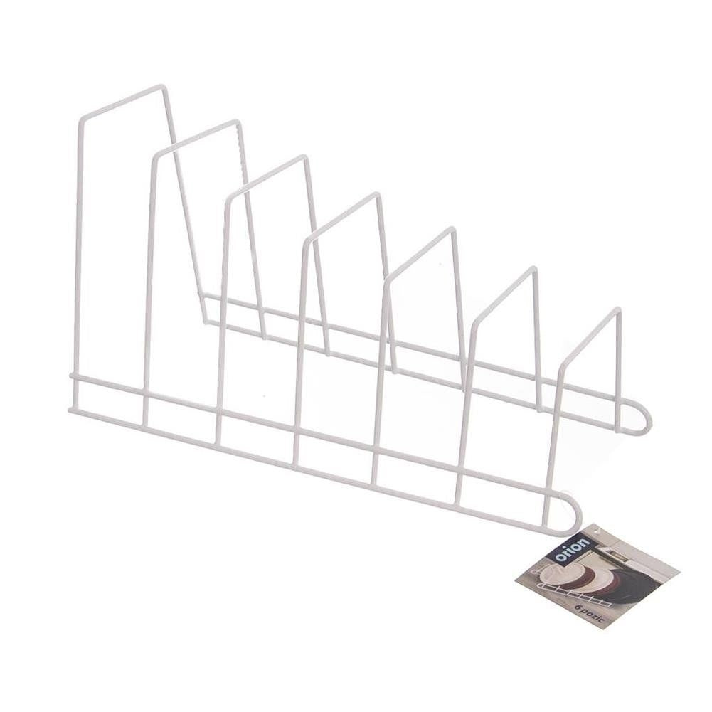 Practical white plate rack for 6 plates or lids