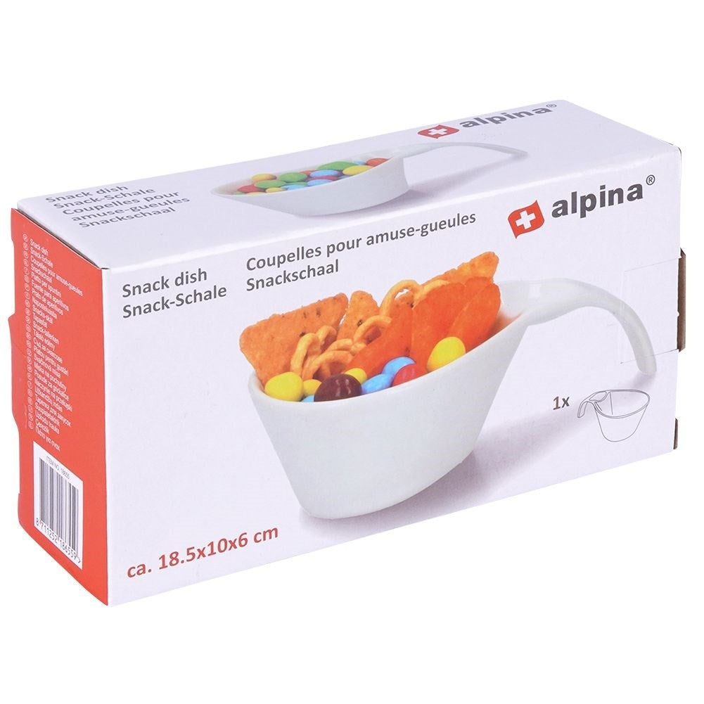 Practical white porcelain bowl 190 ml with handle, dishwasher safe
