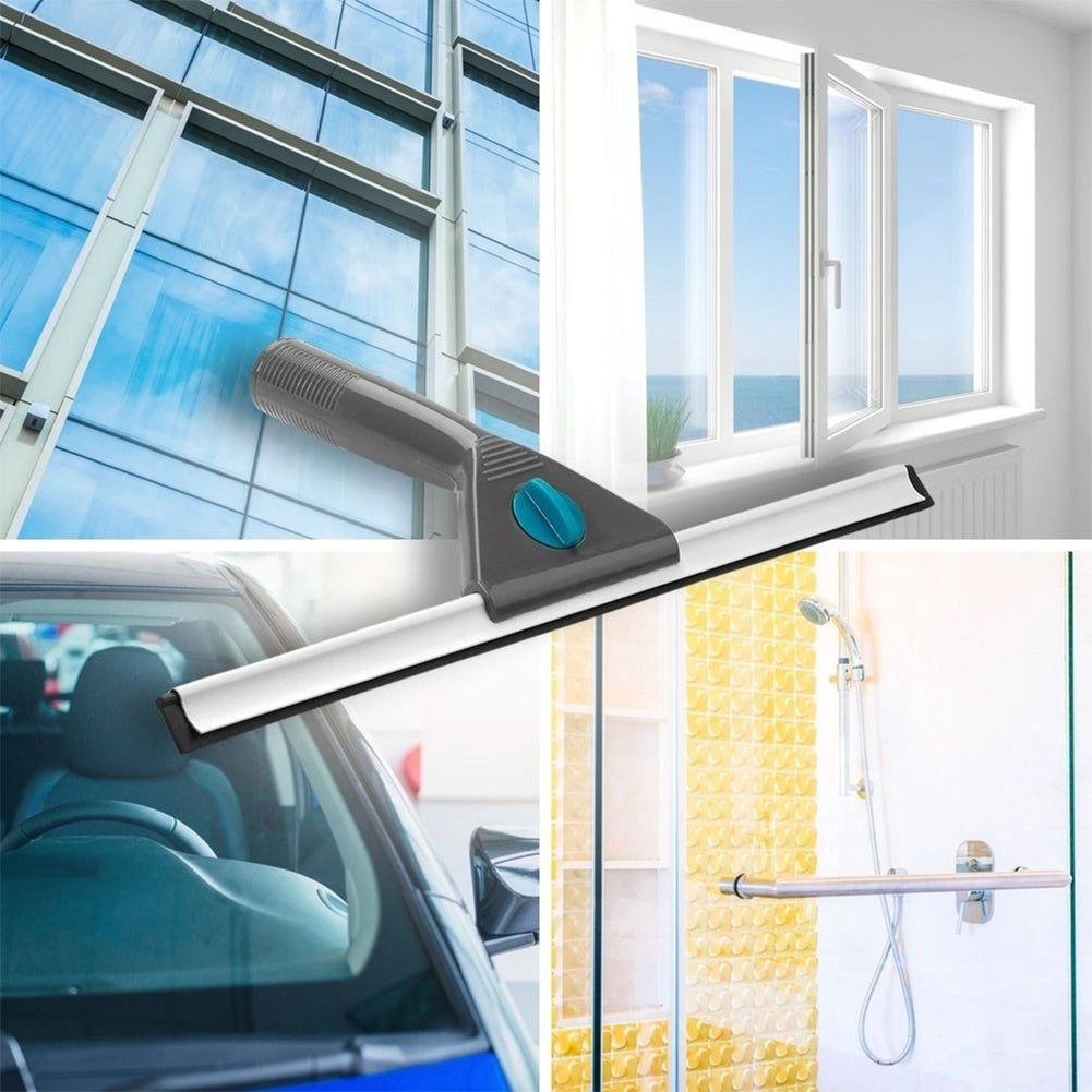 Practical window cleaning kit with telescopic scraper and microfiber cloth