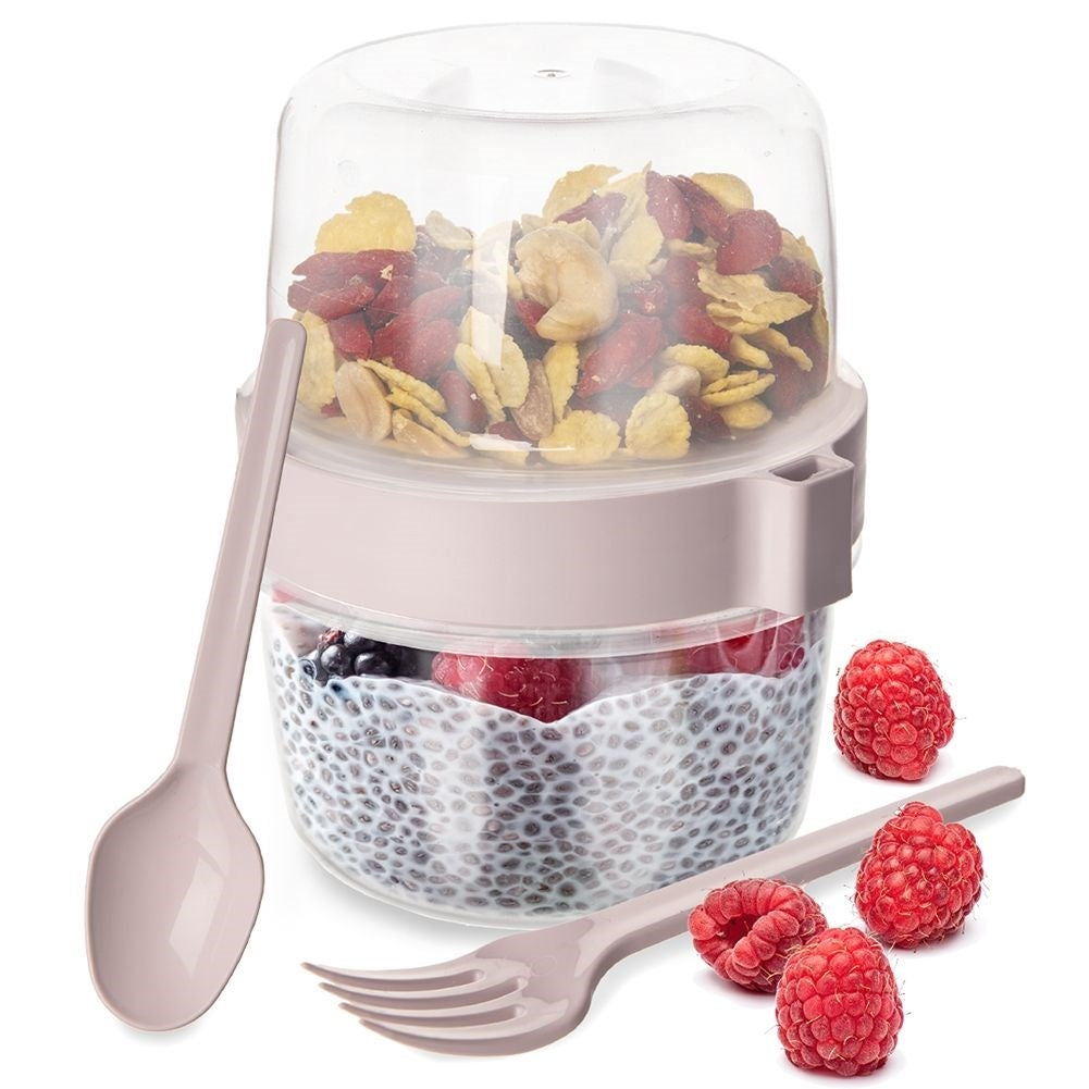 Practical yogurt container with lid and bowl for cereal