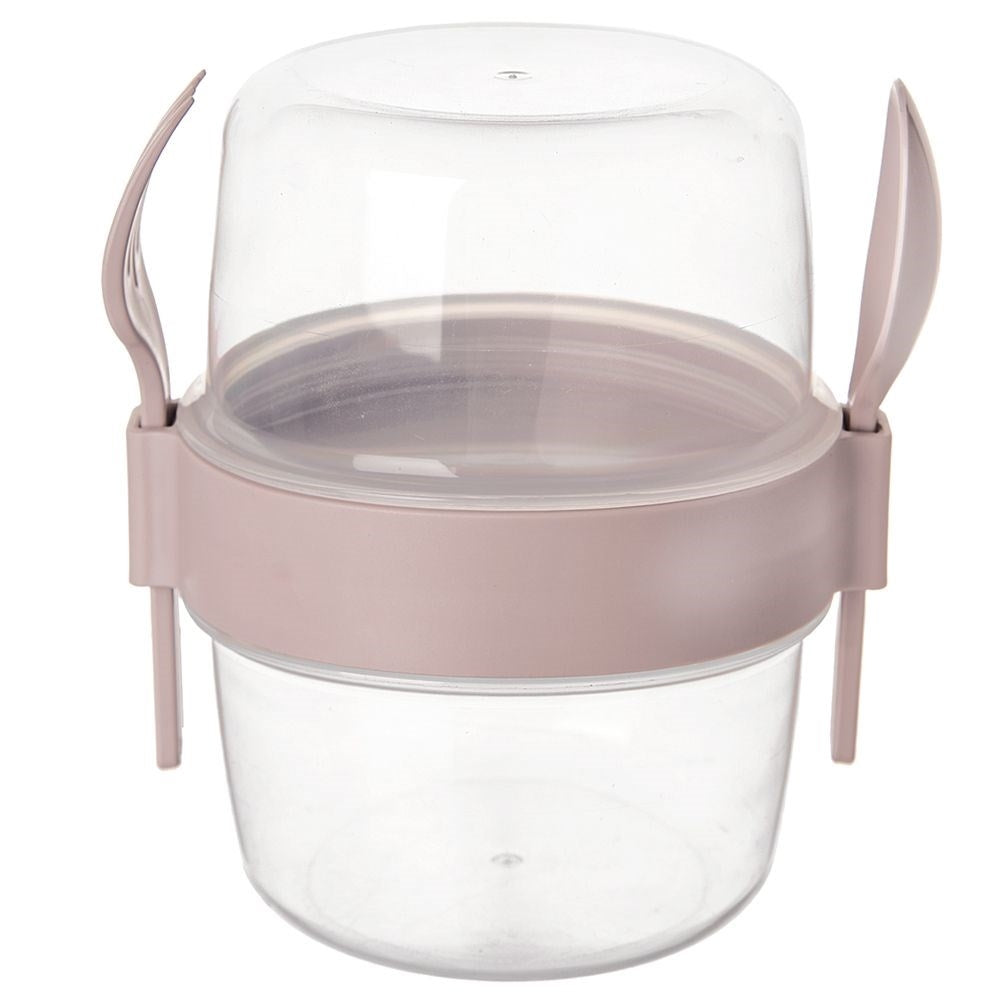 Practical yogurt container with lid and bowl for cereal