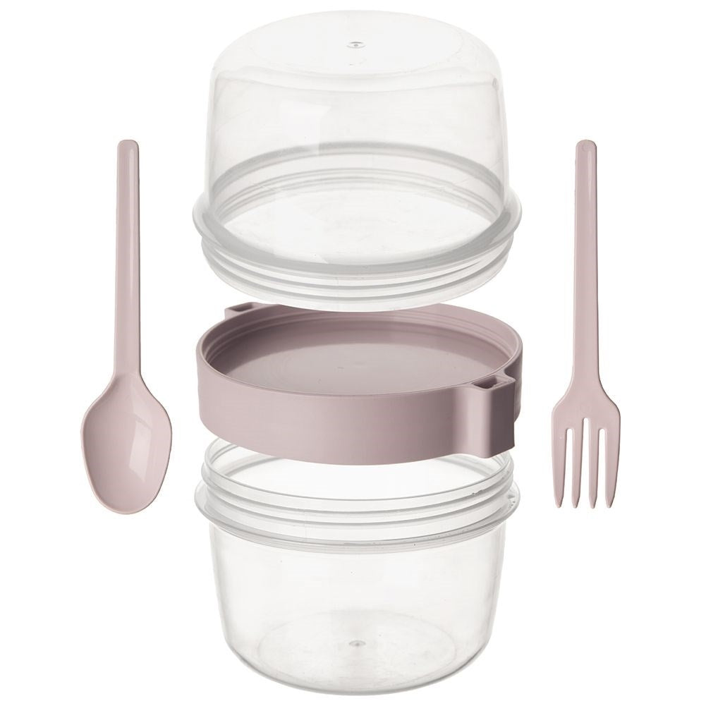 Practical yogurt container with lid and bowl for cereal