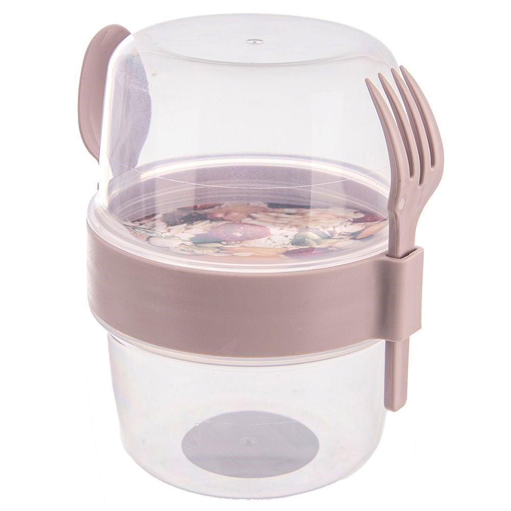 Practical yogurt container with lid and bowl for cereal