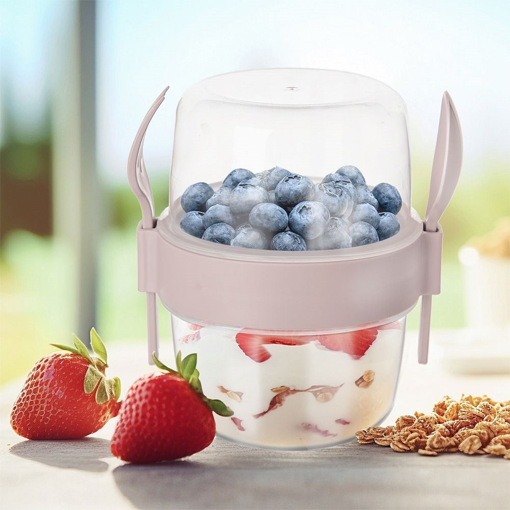 Practical yogurt container with lid and bowl for cereal