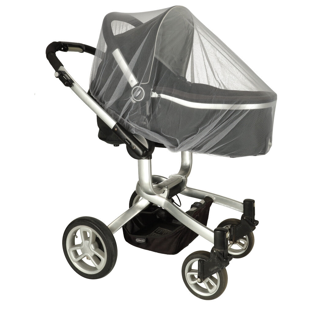 Pram elastic mosquito net 140cm grey