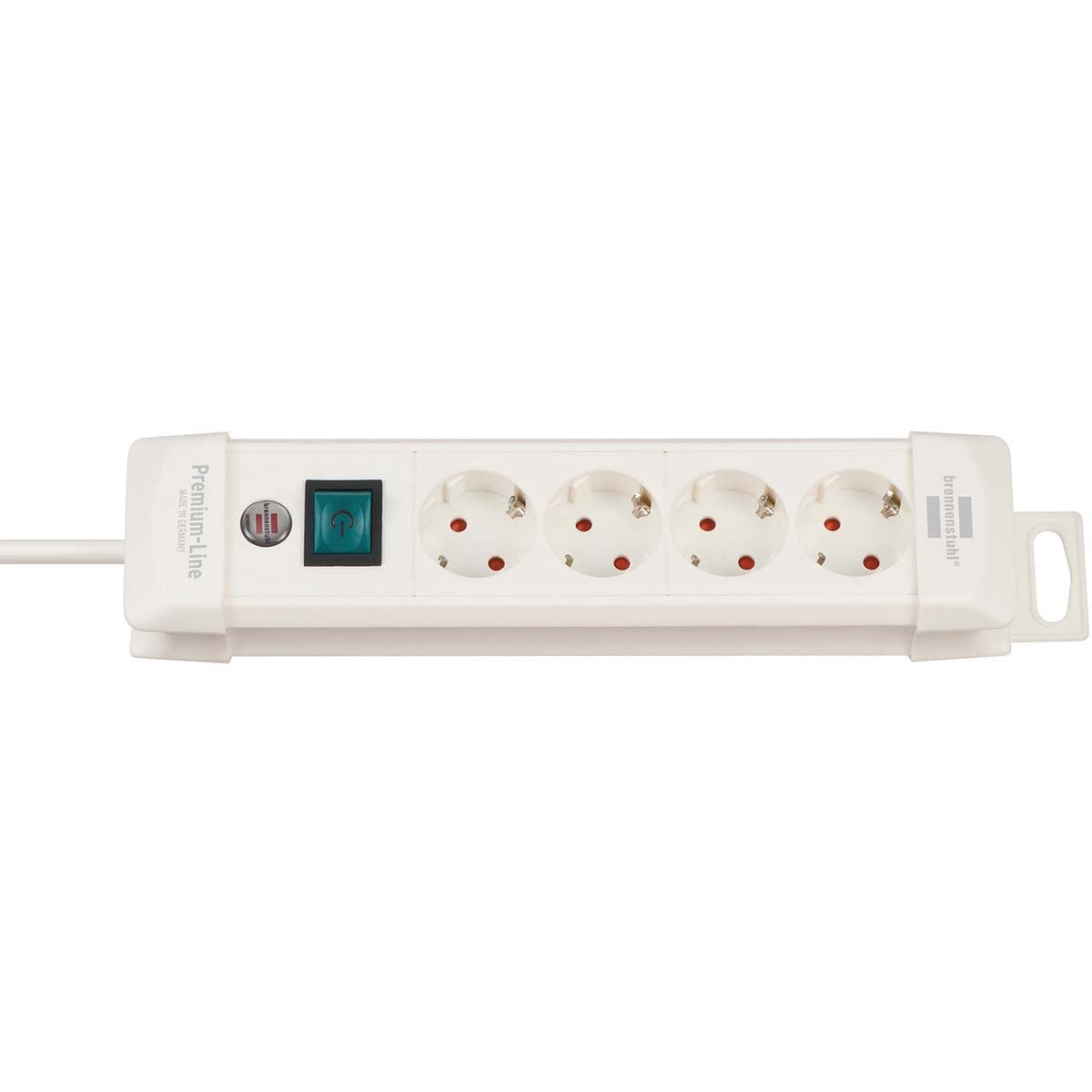 Premium-Line, 4-way socket strip (socket strip with switch and 1.8 m cable - 45° angle of protective contact sockets, made in Germany) white TYPE F