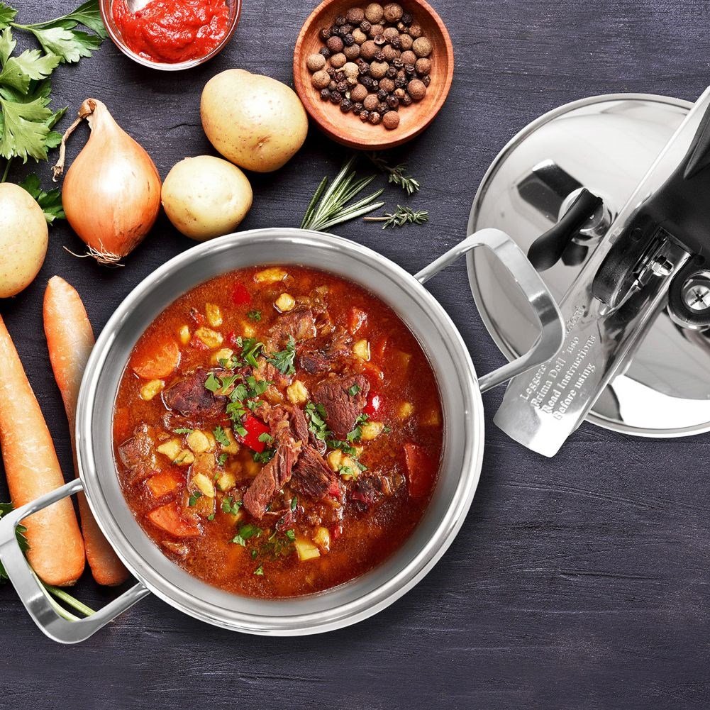 Pressure cooker 3.5L in stainless steel with safety valves