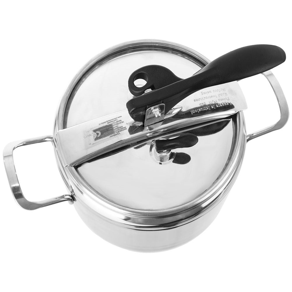 Pressure cooker 3.5L in stainless steel with safety valves
