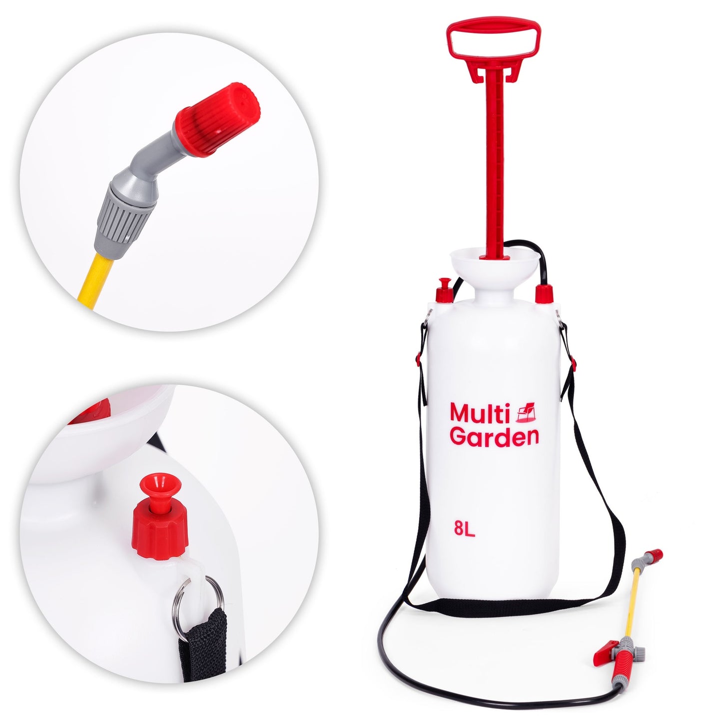 Pressure sprayer 8L, garden, handheld, 2.2-2.5 bar, long lance, piston pump, MultiGarden