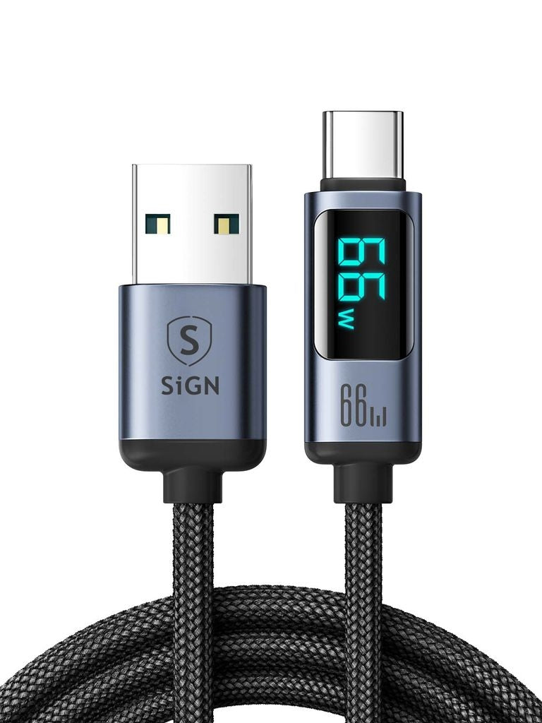 Prism Series 66W USB-A to USB-C Shielded Cable, 1.2m - Black
