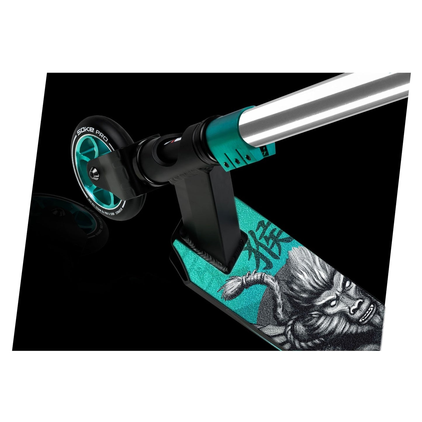 Professional Trick Scooter SOKE PRO Silver-Turquoise