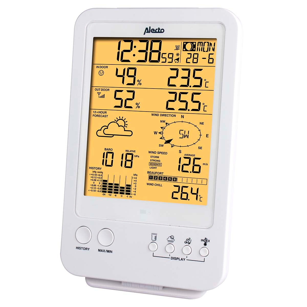Professional weather station with wireless sensor white