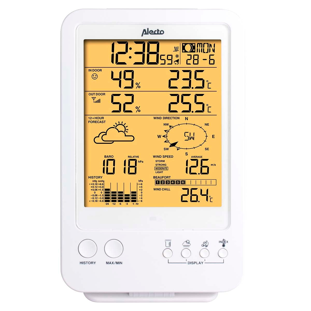 Professional weather station with wireless sensor white