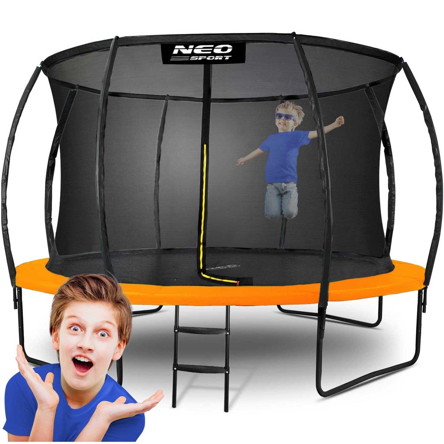 Profiled garden trampoline 12ft/374cm with Neo-Sport internal net