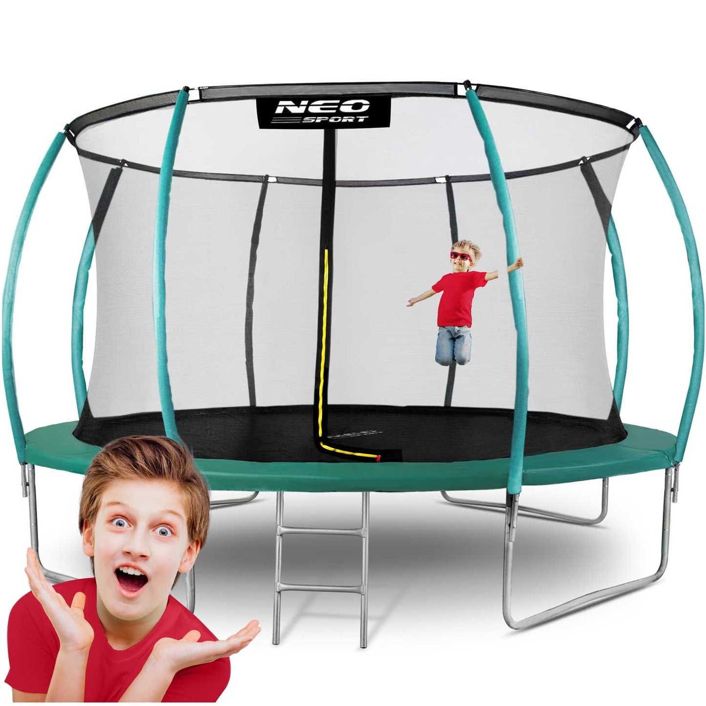 Profiled garden trampoline 14ft/435cm with Neo-Sport internal net