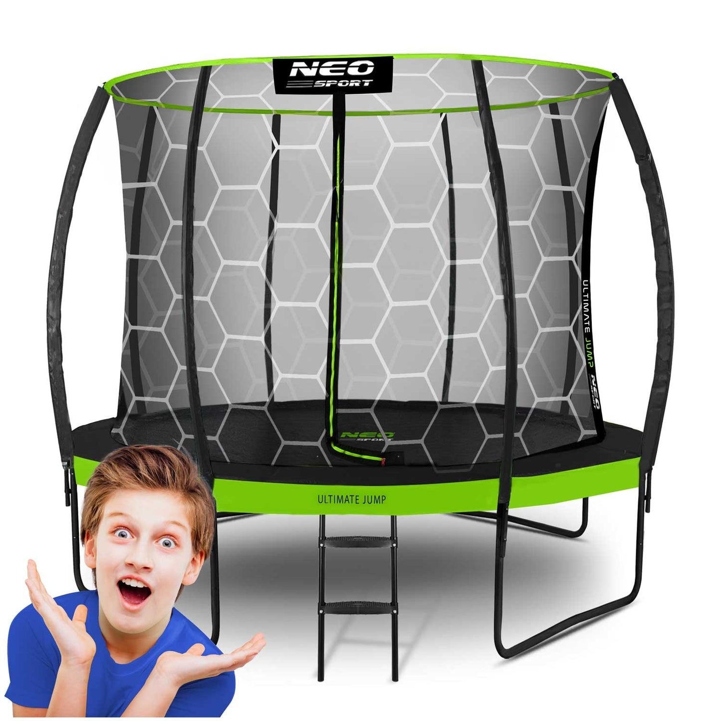 Profiled trampoline for the garden 10ft/312cm with inner protective net Neo-Sport