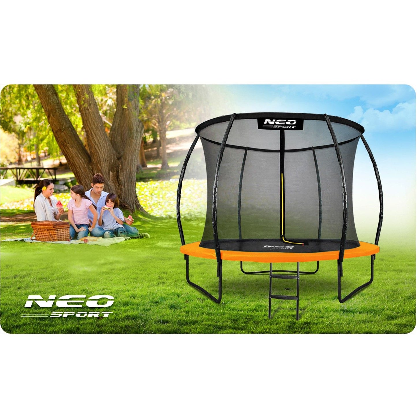 Profiled trampoline for the garden 10ft/312cm with inner protective net Neo-Sport