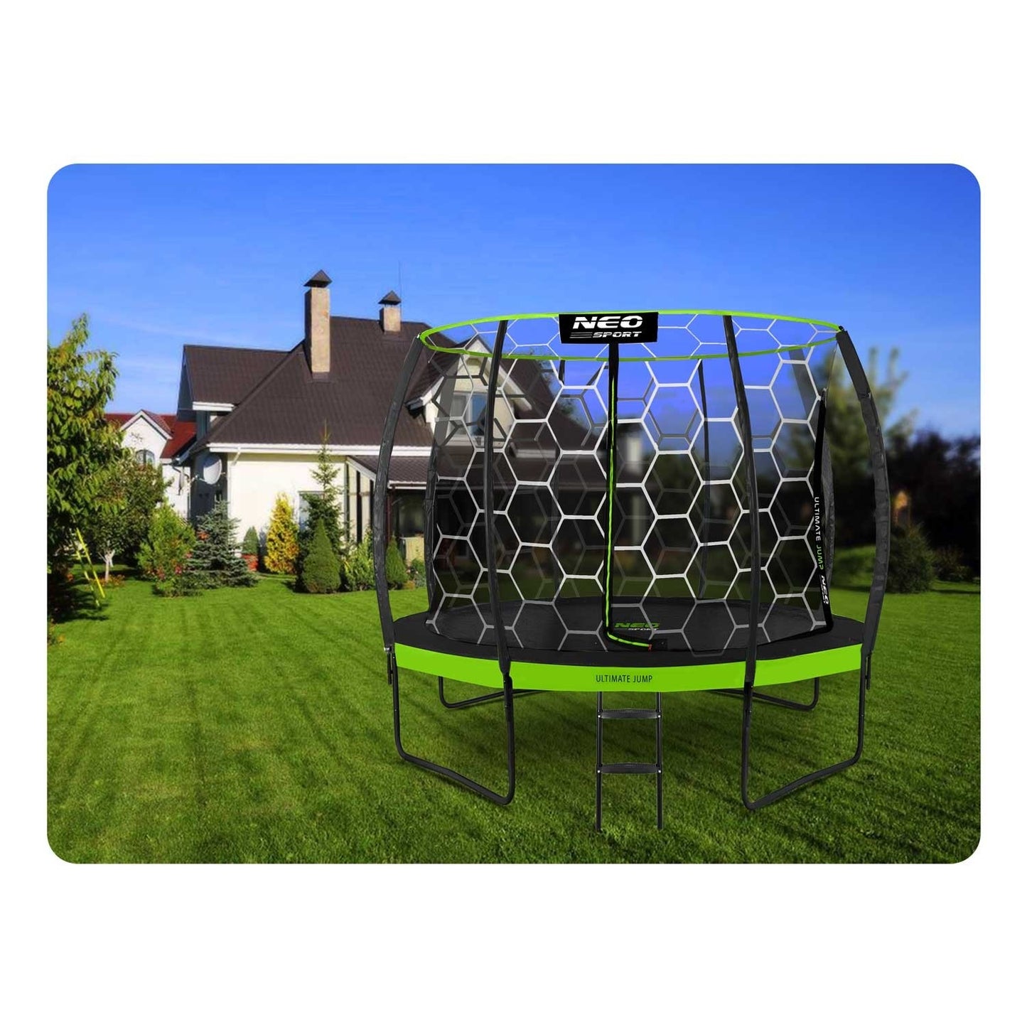 Profiled trampoline for the garden 10ft/312cm with inner protective net Neo-Sport
