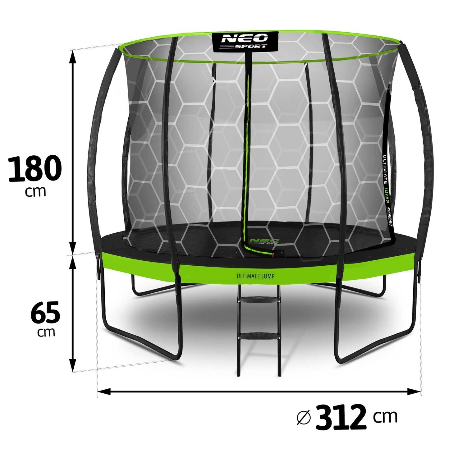 Profiled trampoline for the garden 10ft/312cm with inner protective net Neo-Sport