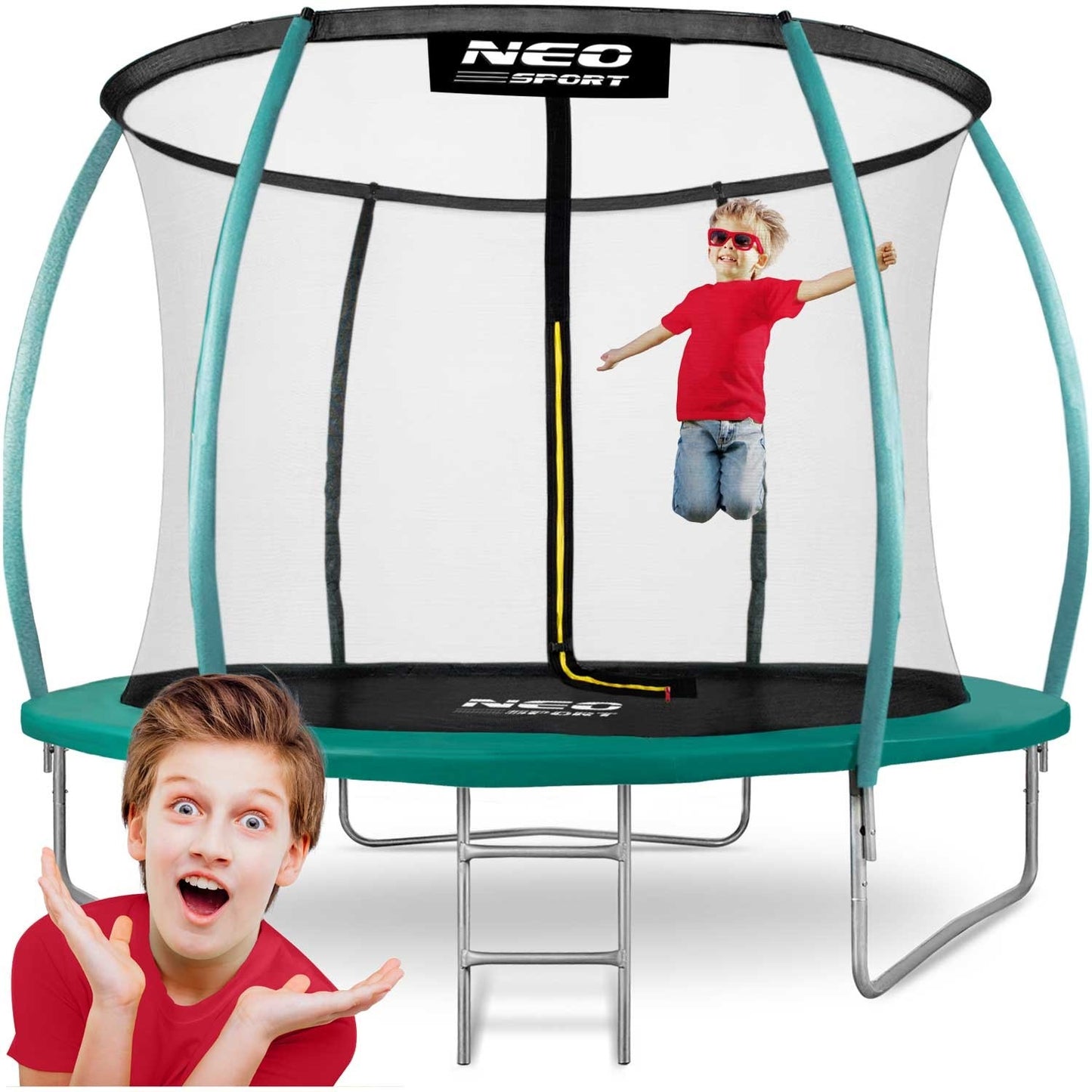 Profiled trampoline for the garden 10ft/312cm with internal safety net Neo-Sport