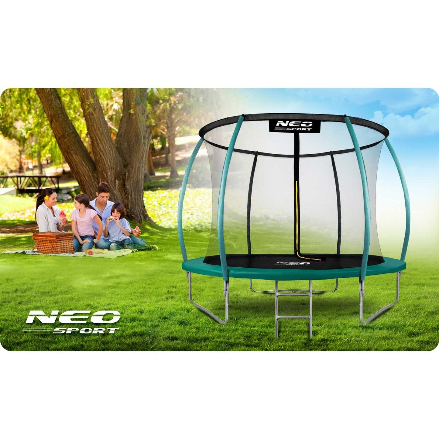 Profiled trampoline for the garden 10ft/312cm with internal safety net Neo-Sport