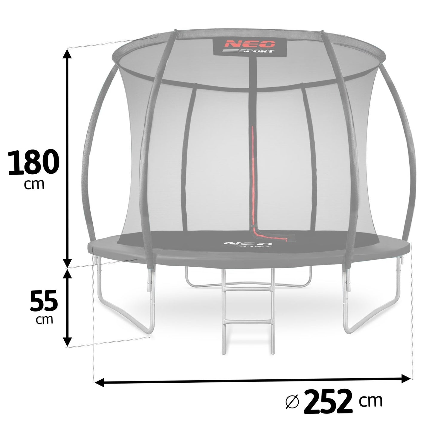 Profile trampoline for garden 8ft/252cm with inner protective net from Neo-Sport