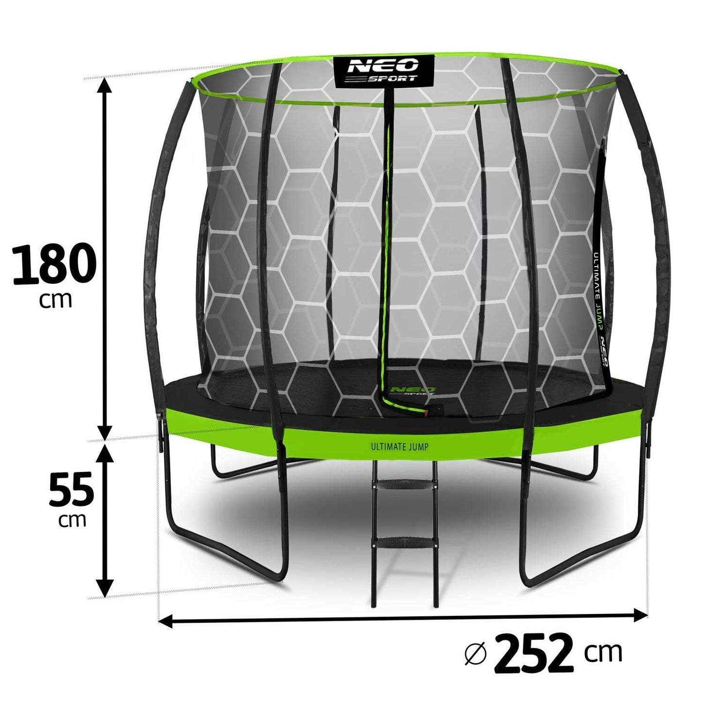 Profile trampoline for the garden 8ft/252cm with internal protective net Neo-Sport
