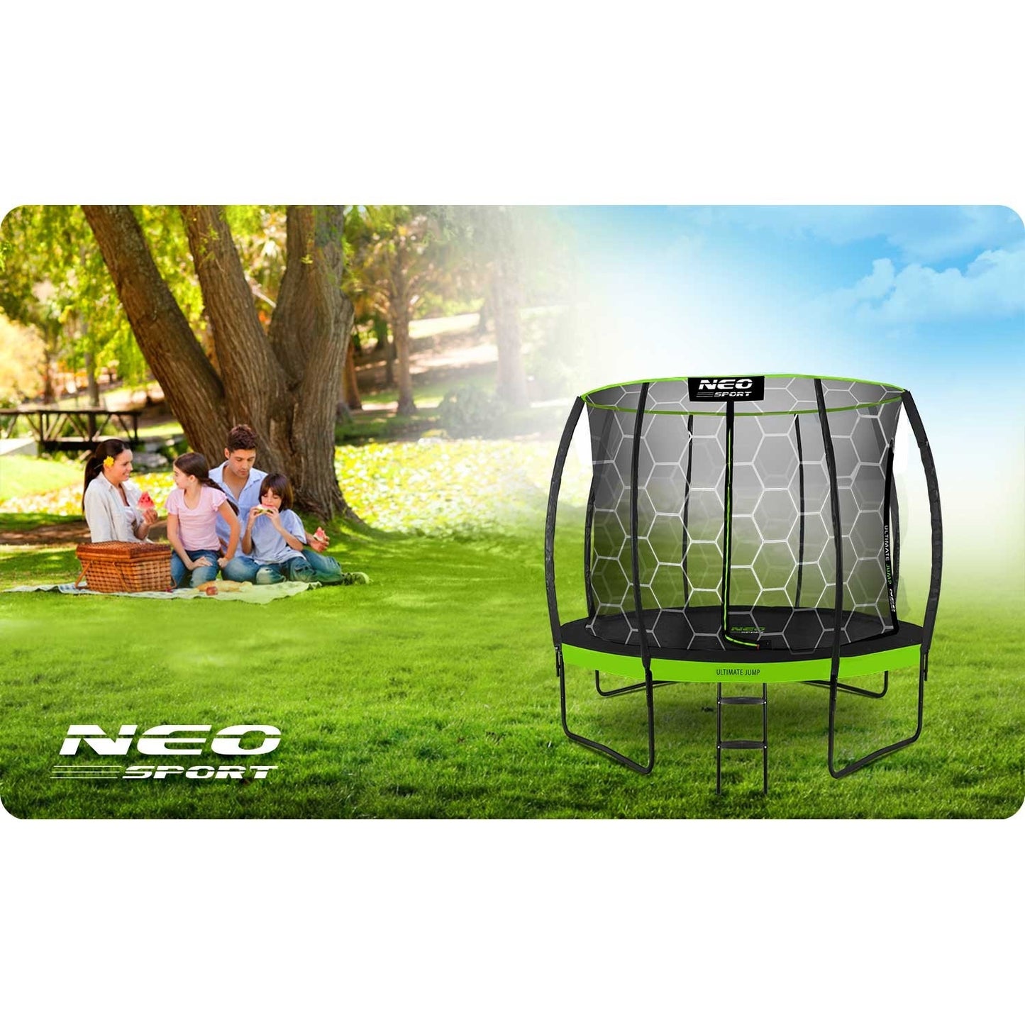 Profile trampoline for the garden 8ft/252cm with internal protective net Neo-Sport