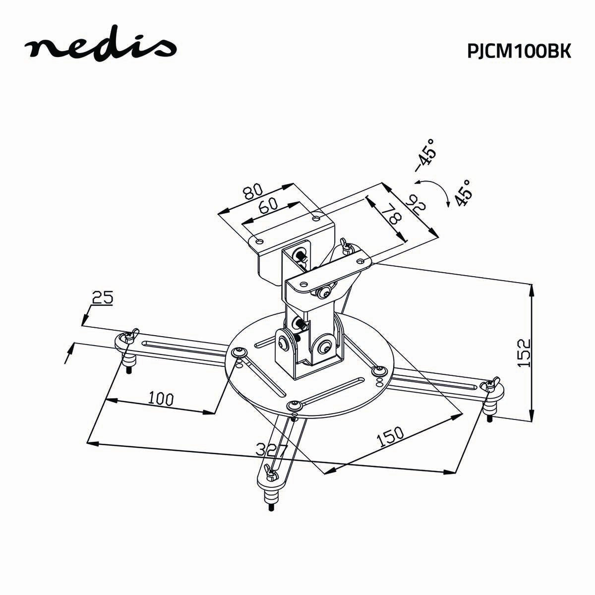 Projector Mount | Fully adjustable | 10 kg | Rotatable | Can be tilted | Steel | Black