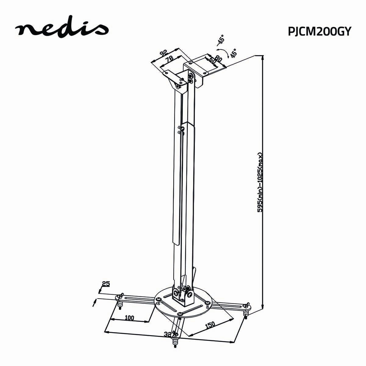 Projector Mount | Fully adjustable | 10 kg | Rotatable | Can be tilted | Steel | Silver