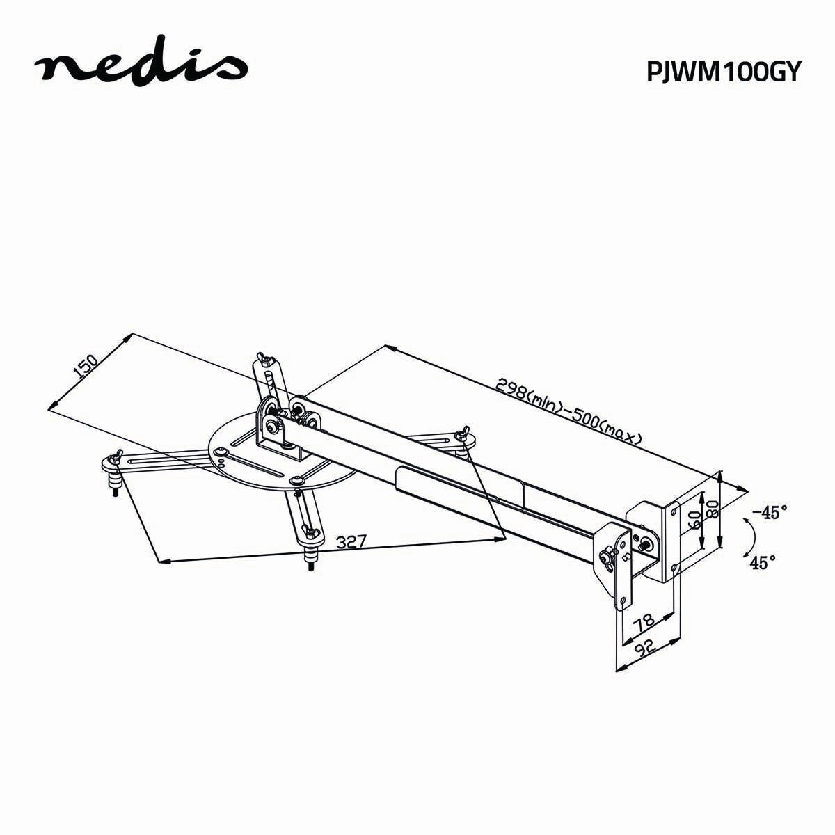 Projector Mount | Fully adjustable | 10 kg | Rotatable | Can be tilted | Steel | Silver