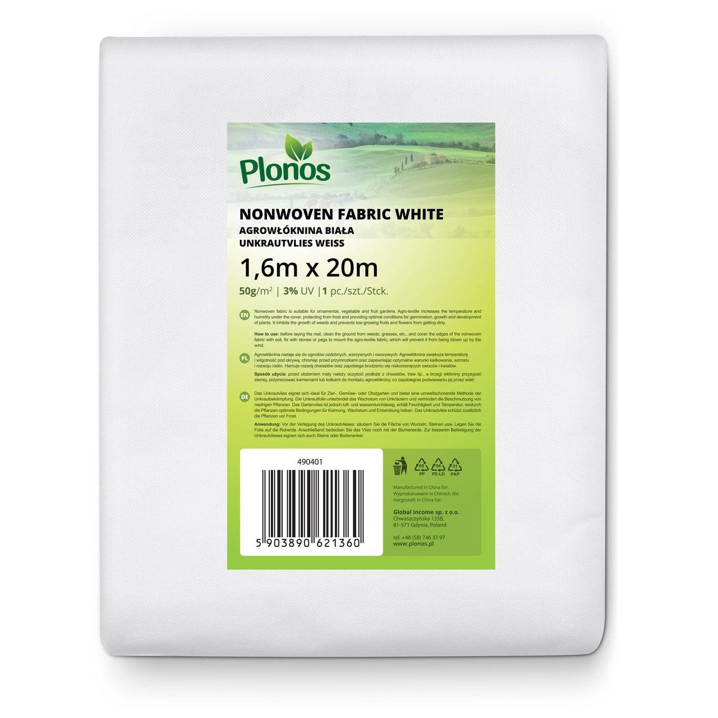 Protective cloth for cultivation 2000 cm x 160 cm Plonos - white