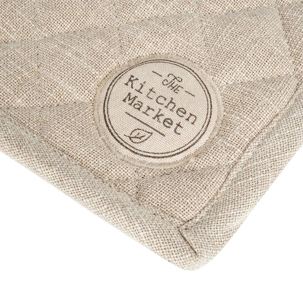 Protective cotton kitchen glove with leather loop for hanging