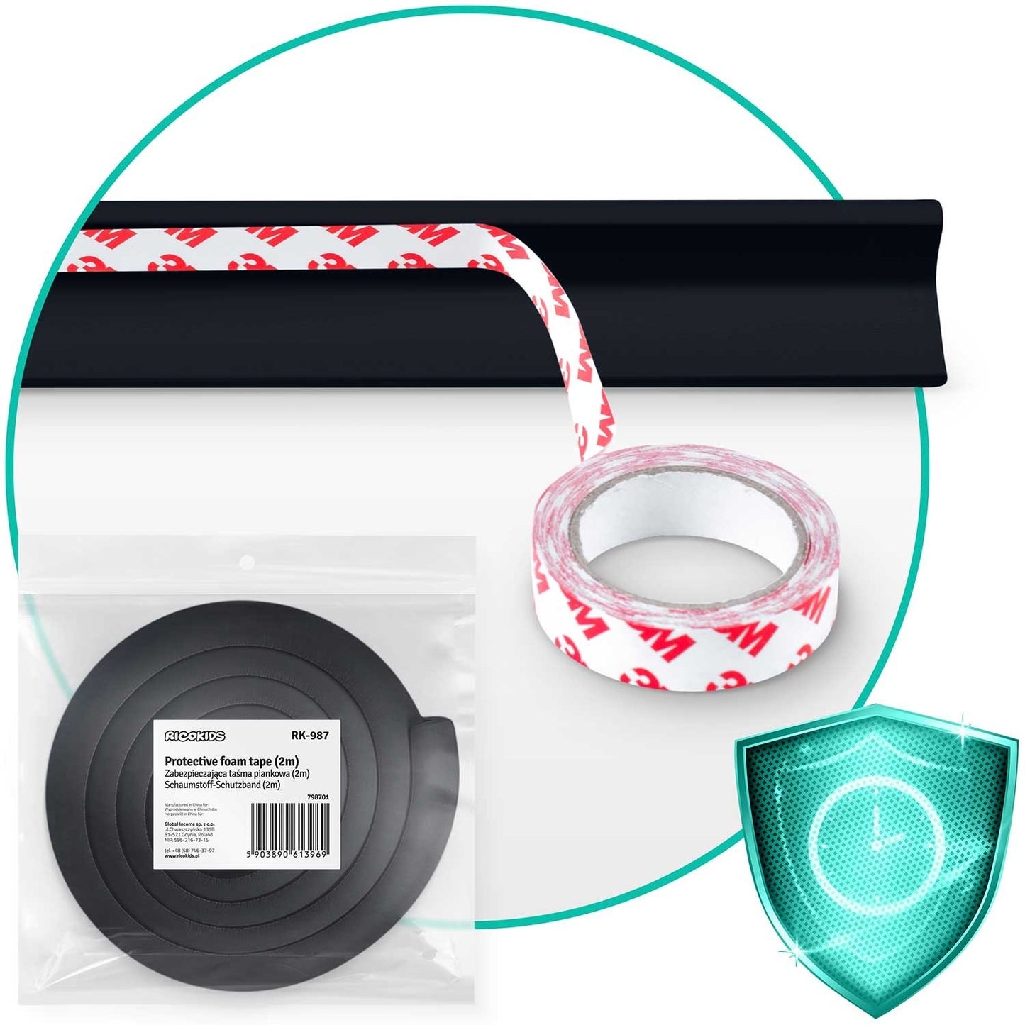 Protective foam tape Ricokids 798701 black 2 m