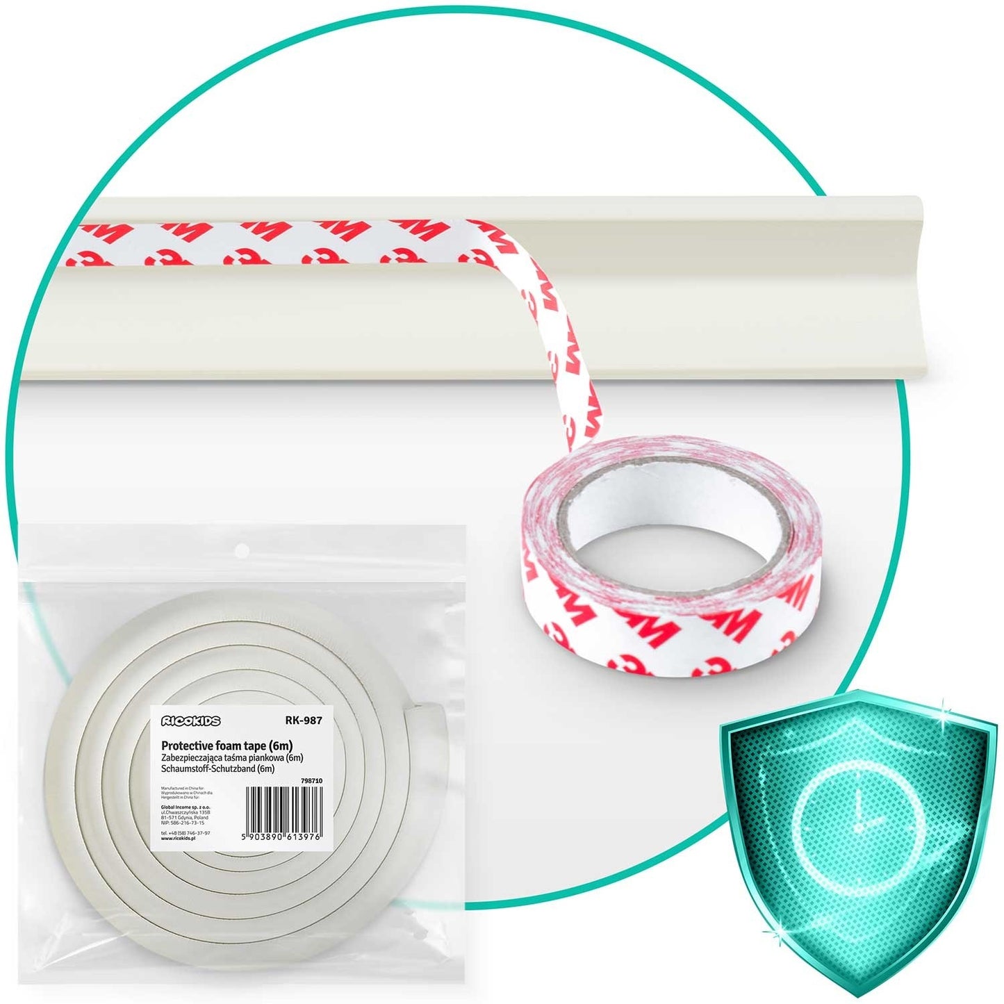 Protective foam tape Ricokids 798710 white 6 m