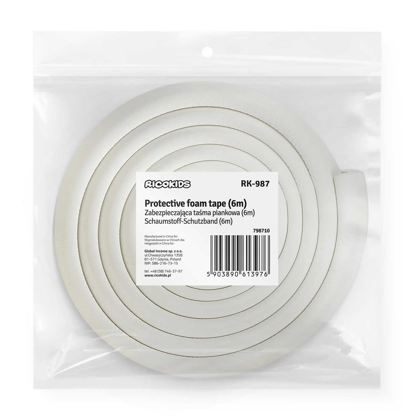 Protective foam tape Ricokids 798710 white 6 m
