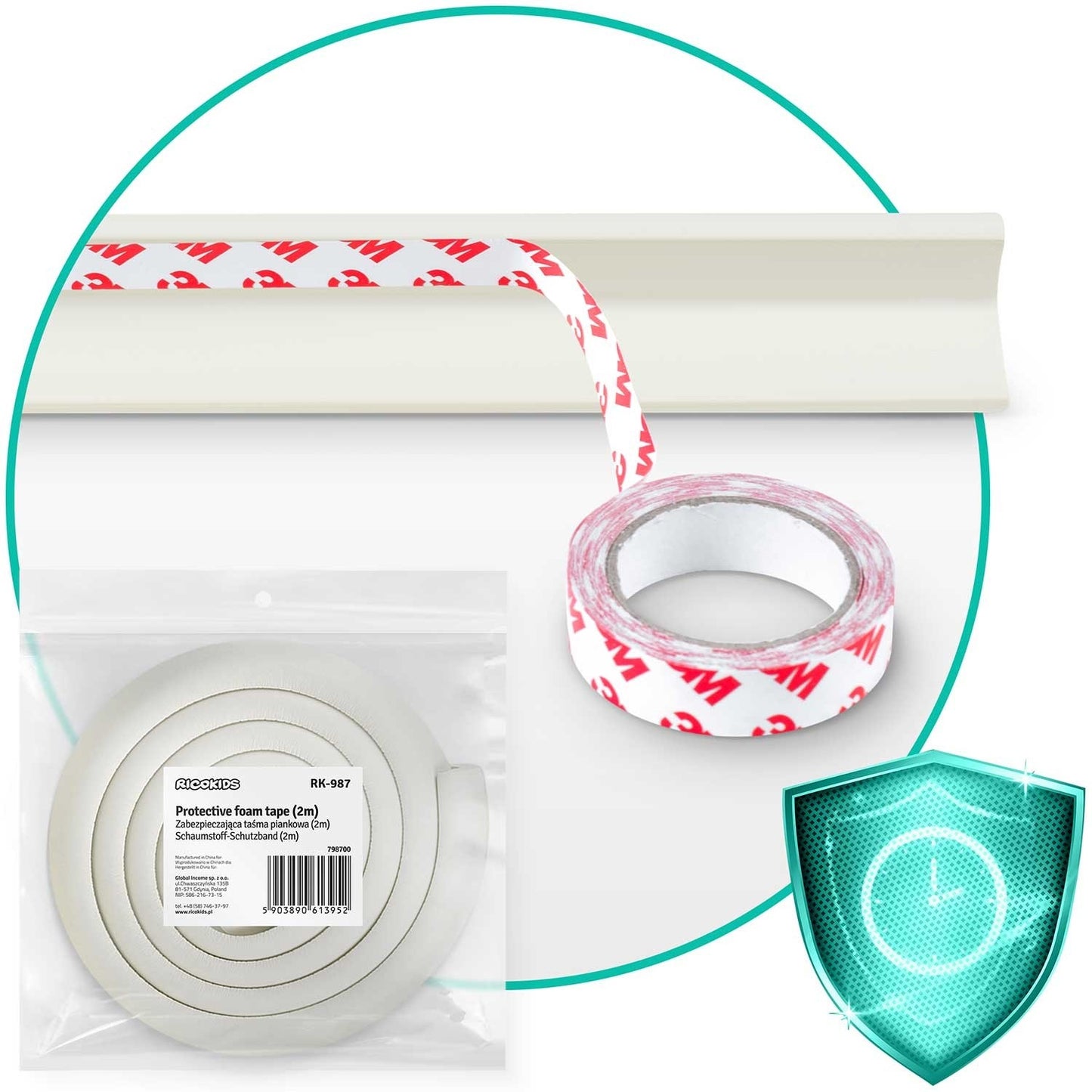 Protective foam tape Ricokids white 2 m
