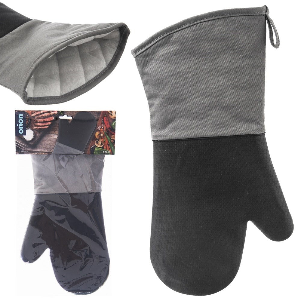 Protective heat-resistant silicone oven mitt with cotton