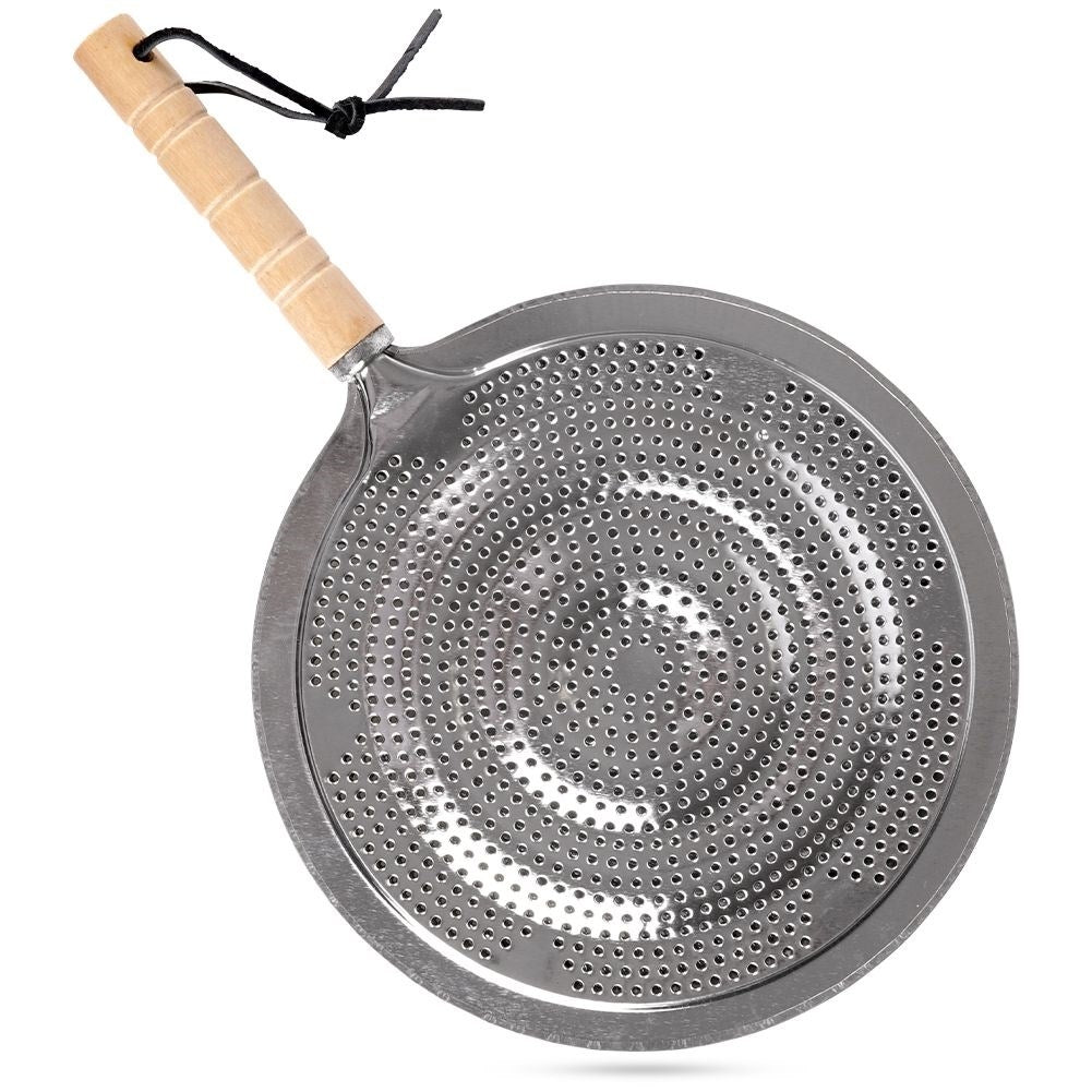 Protective plate for gas stove in stainless steel with wooden handle