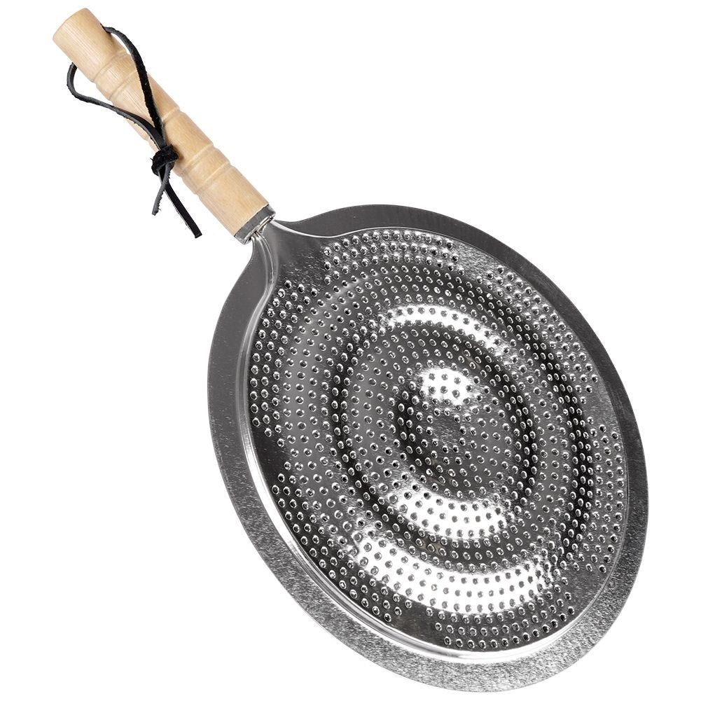 Protective plate for gas stove in stainless steel with wooden handle