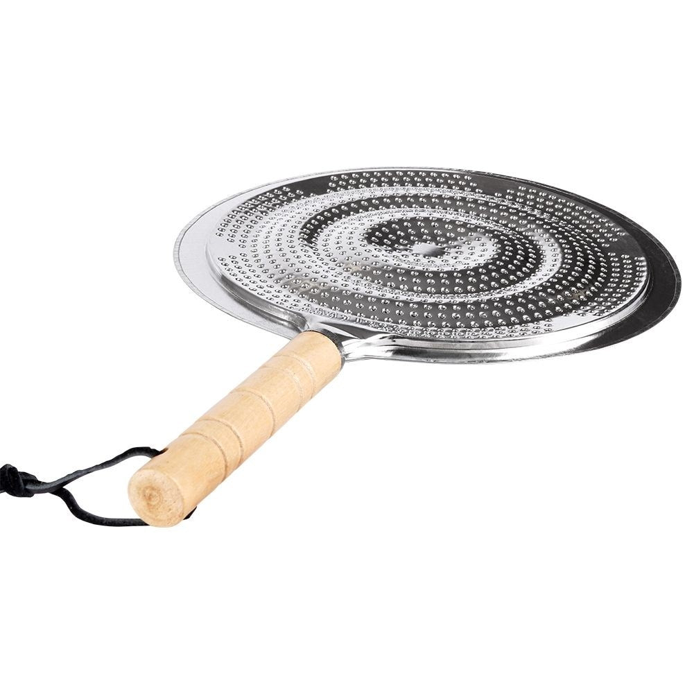 Protective plate for gas stove in stainless steel with wooden handle