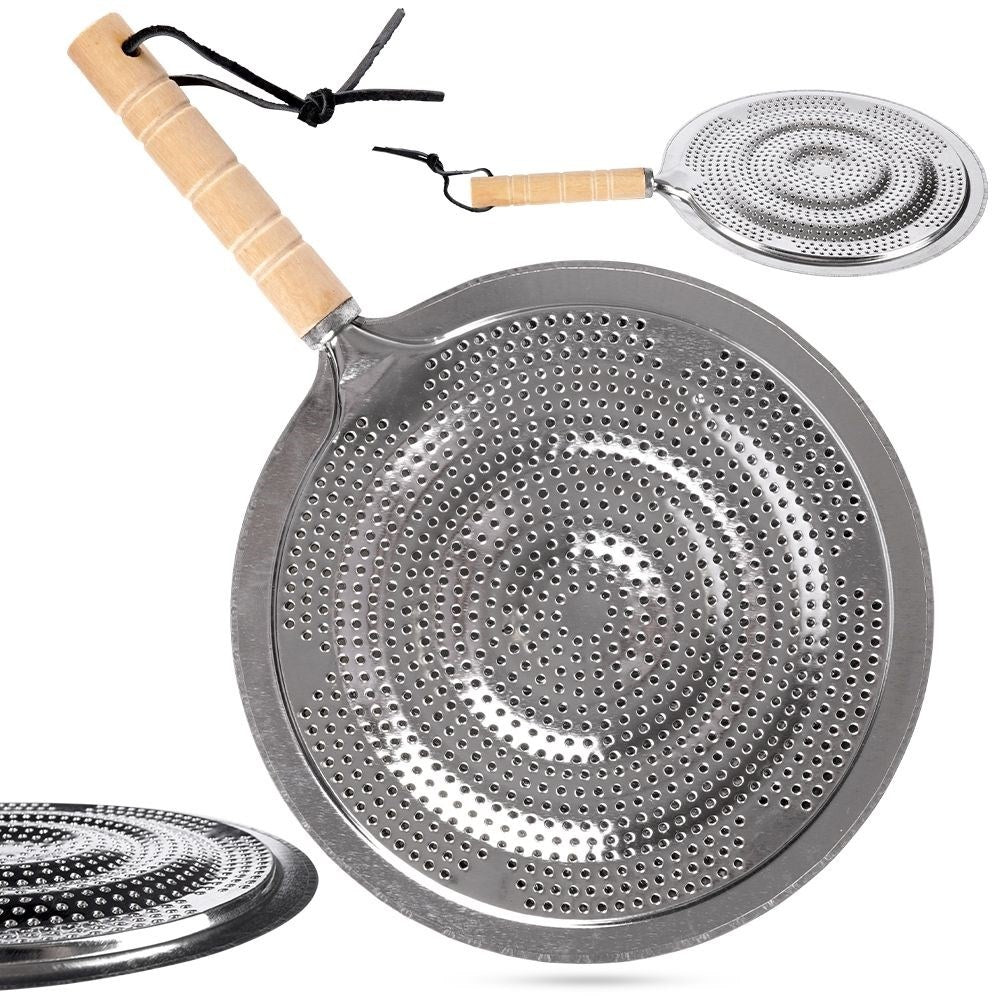 Protective plate for gas stove in stainless steel with wooden handle